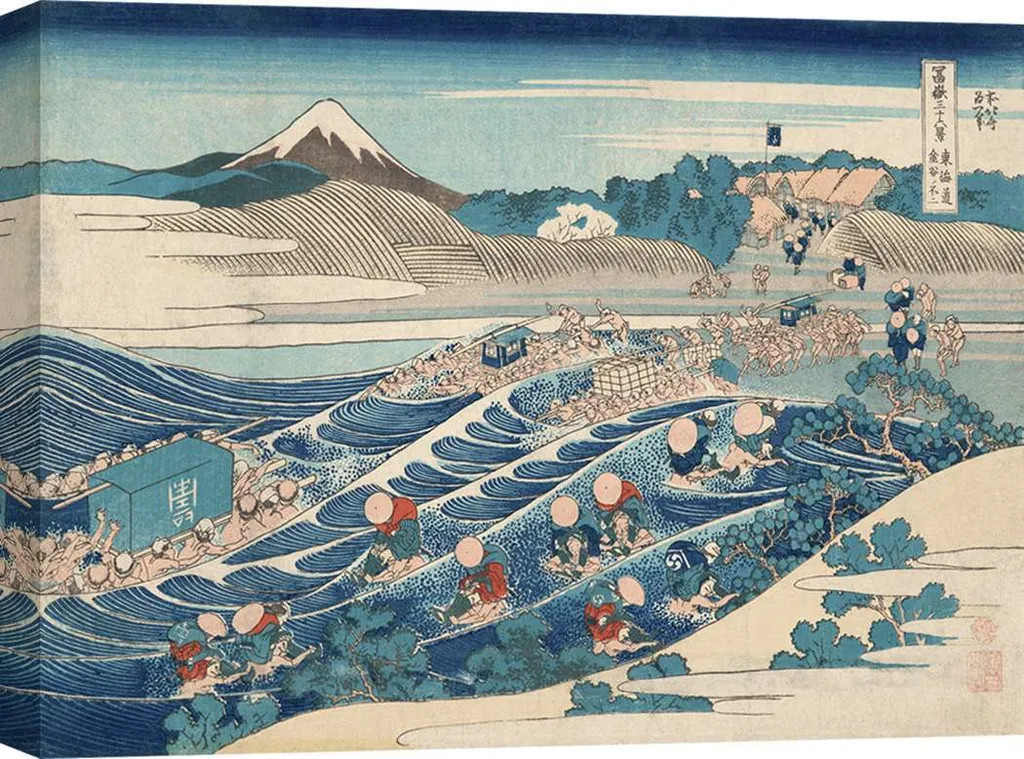 Grand Tableau Japonais pour Salon Fuji de Kanaya Hokusai 100x70 cm