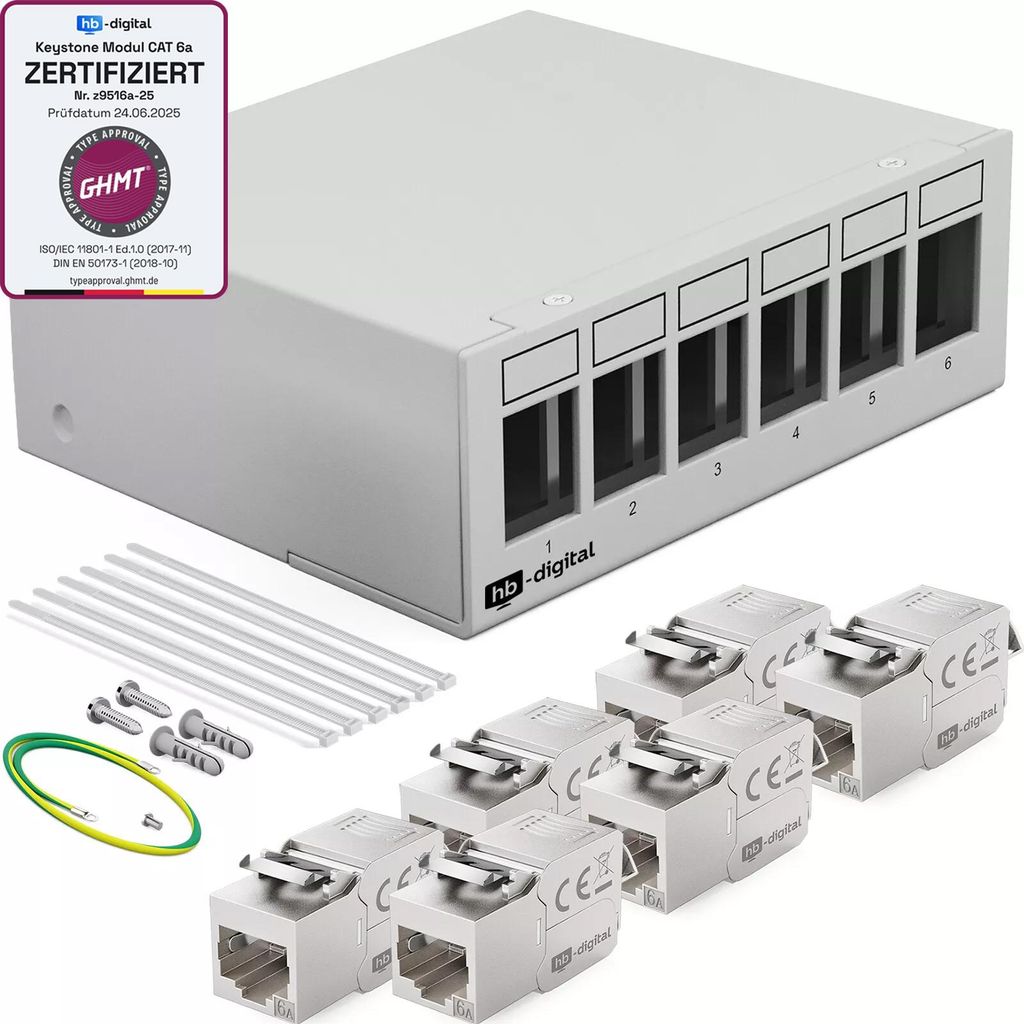 hb-digital Patch Panel 6 Port mit 6 x Keystone Module Cat Produktbild 