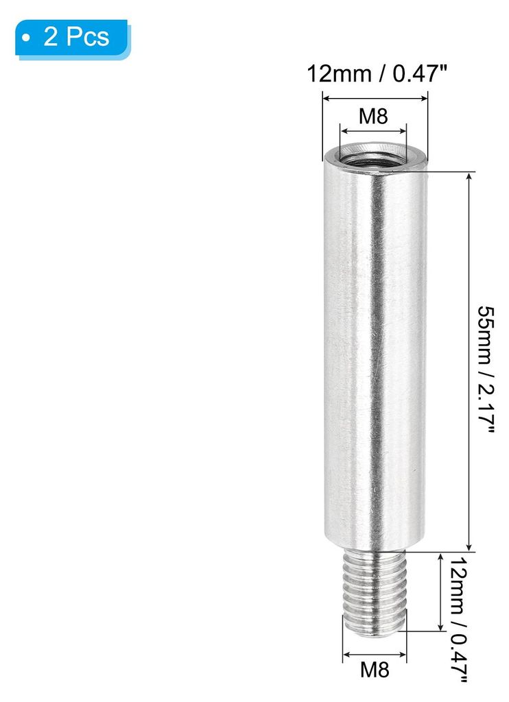 M8x55+12mm Abstandshalter Schrauben Verl?ngerung Stifte 2 Stš¹ck Edelstahl Gewindehš¹lse Abstandsbolzen Schrauben Ersatz fš¹r Binden Nachfš...