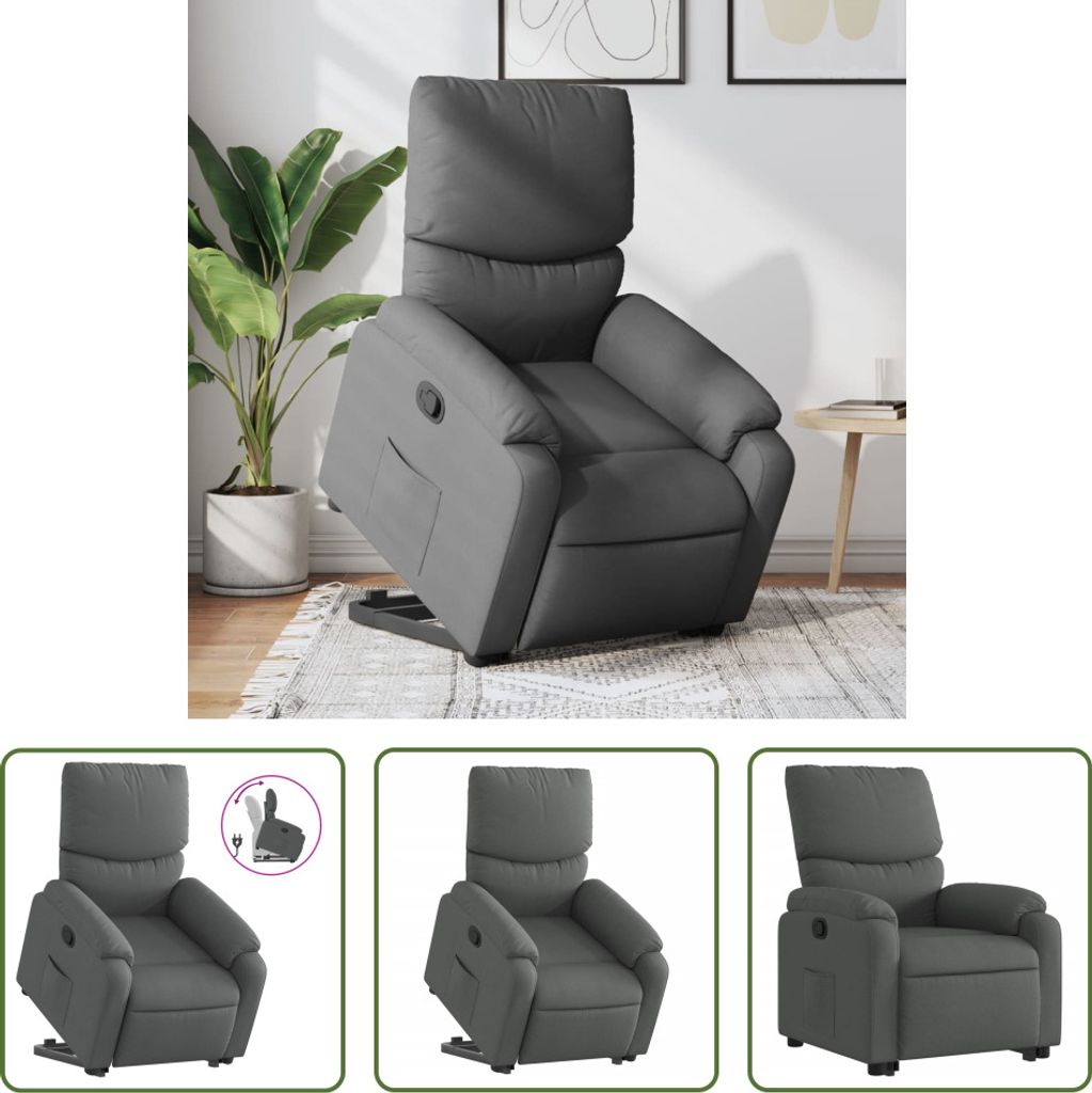 The Living Store Relaxsessel mit Aufstehhilfe Dunkelgrau Stoff