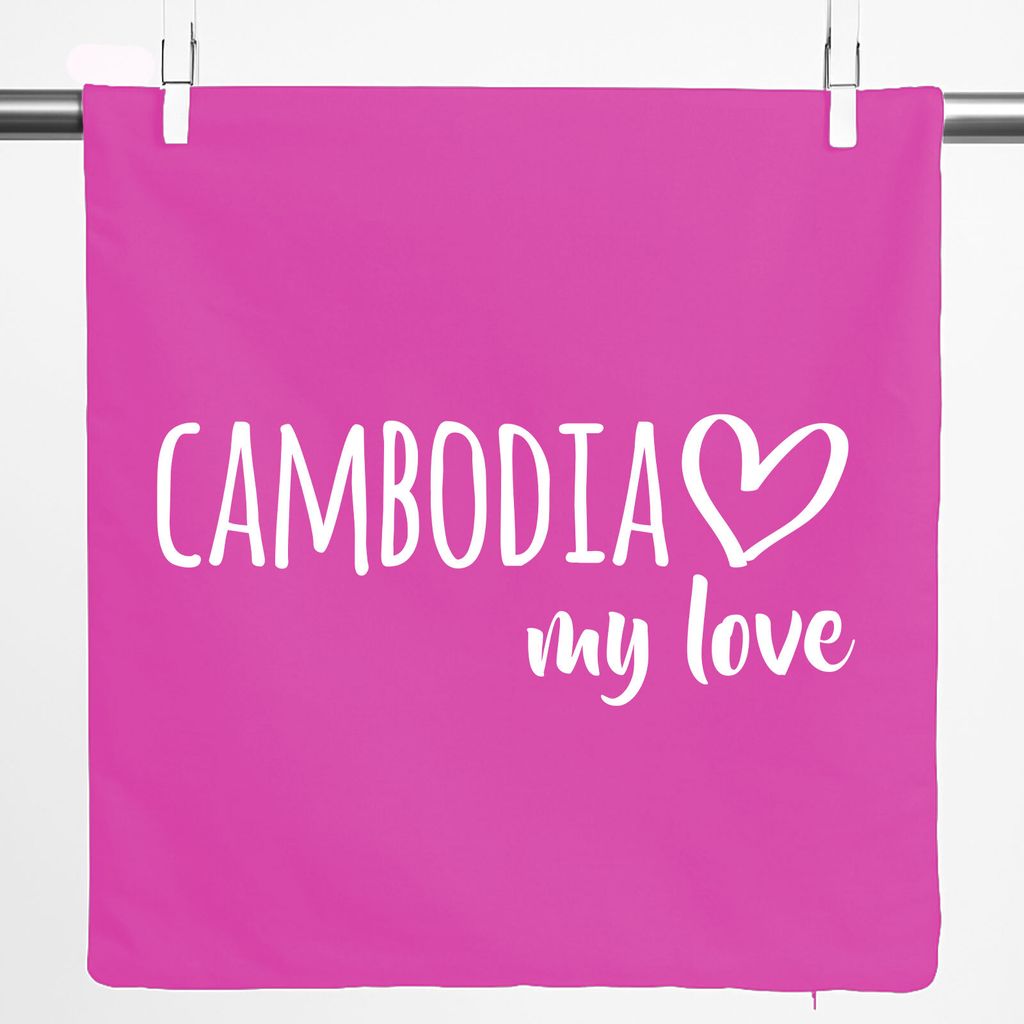 Huuraa Kissenbezug Cambodia my love 40x40cm Fuchsia Baumwolle Dekokissenbezug Geschenkidee