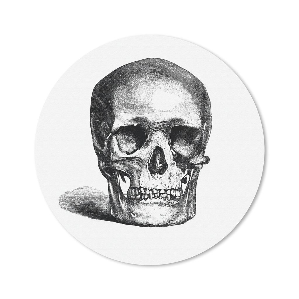 MuchoWow Mauspad Mousepad Vintage - Totenkopf - Schwarz - Weiß 40x40 cm - Mousepads - Maus Mat - Pad - Mausunterlage - Schreibtisch Accessoires
