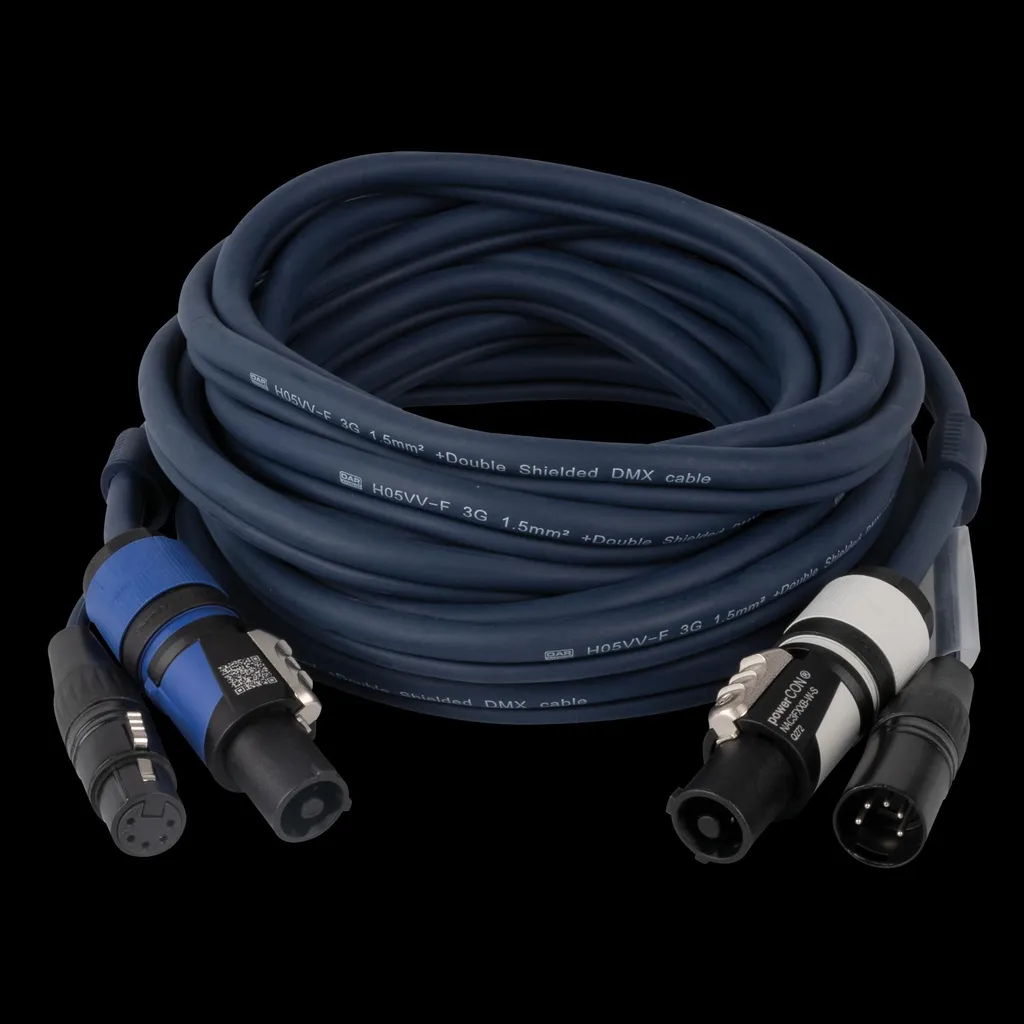 Câble hybride dmx alimentation 6m pour éviter les nœuds sur scène