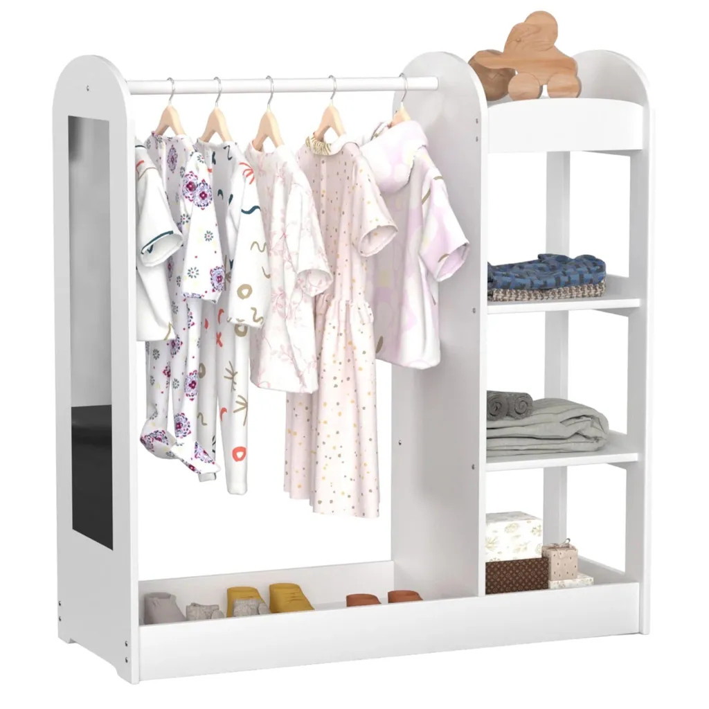 Penderie enfant blanche GINGER HOME avec miroir et niches de rangement