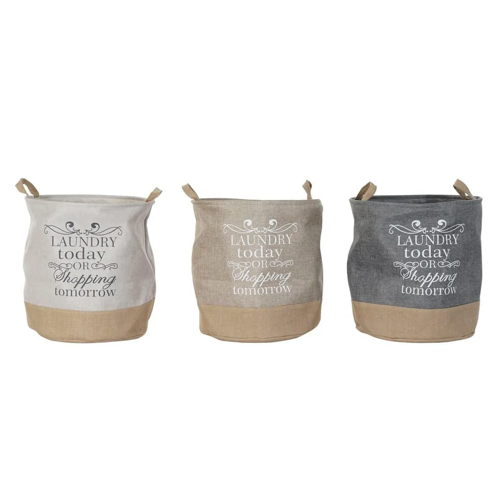 Grand Panier en Polyester DKD Home Decor - Set de 3 Bacs de Rangement
