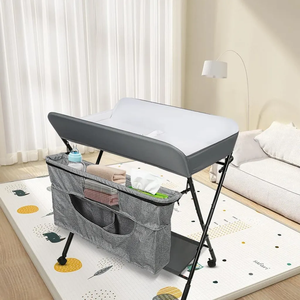 Table à langer réglable en hauteur - Pliage compact et panier intégré - 2