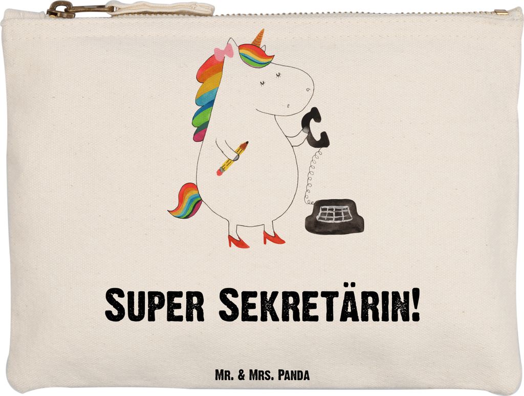 Mr. & Mrs. Panda Federtasche Einhorn Sekretärin Grösse XL Große - Weiß - Geschenk, Unicorn, Einhörner, Täschchen, Steuerkanzlei, Kulturtasche...