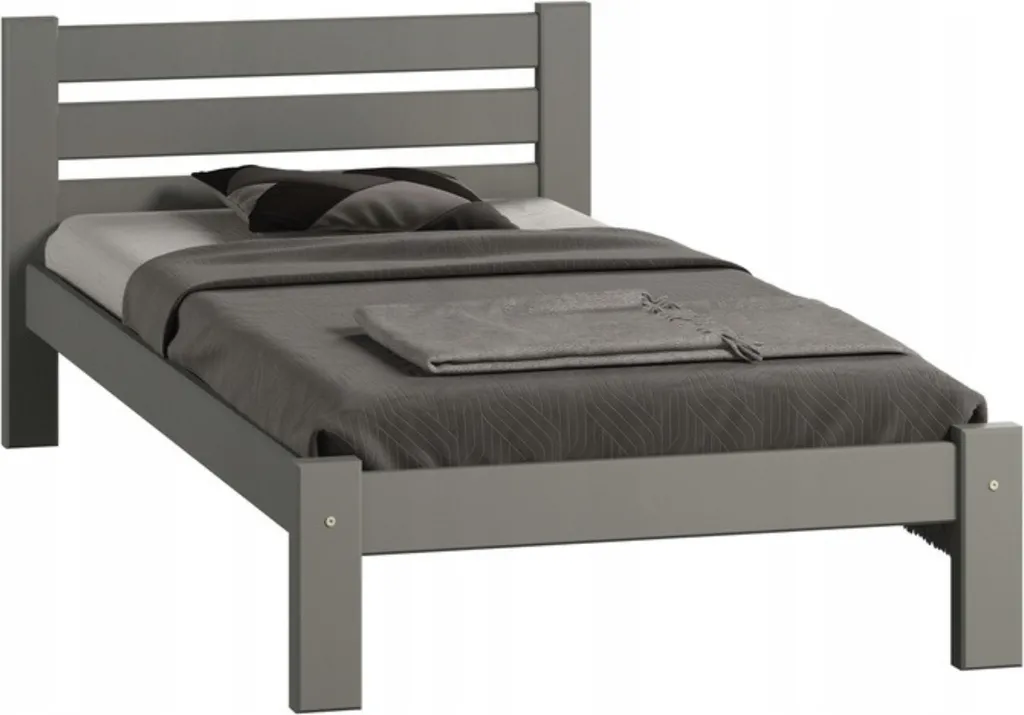 Lit 90x200 cm stable sans grincement - Cadre de lit en pin massif gris