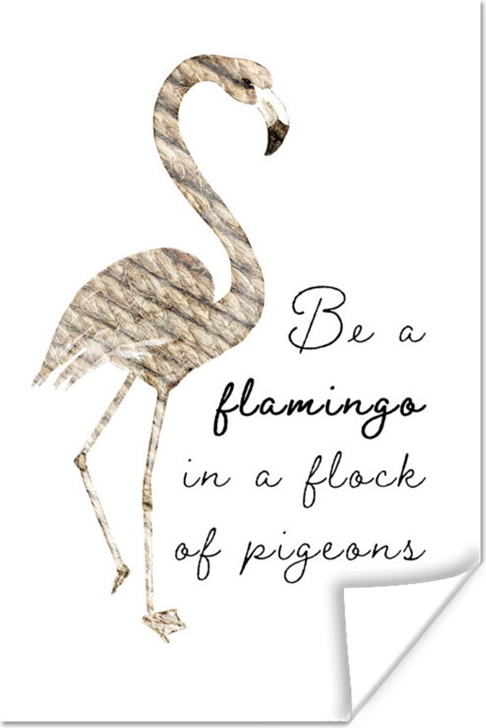 MuchoWow Poster Flamingo - Federn - Vogel 40x60 cm - Plakate für die Wand - Poster Babyzimmer