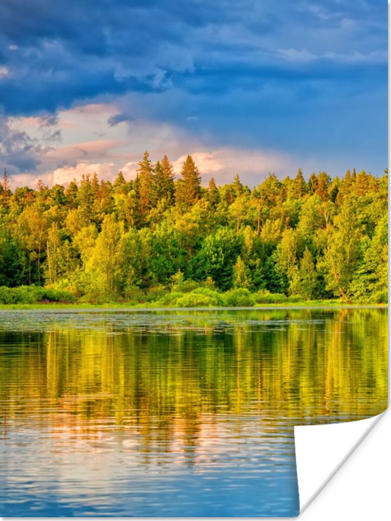 MuchoWow Poster Wasser - Natur - Wald 30x40 cm - Wandplakat - Poster Kinderzimmer