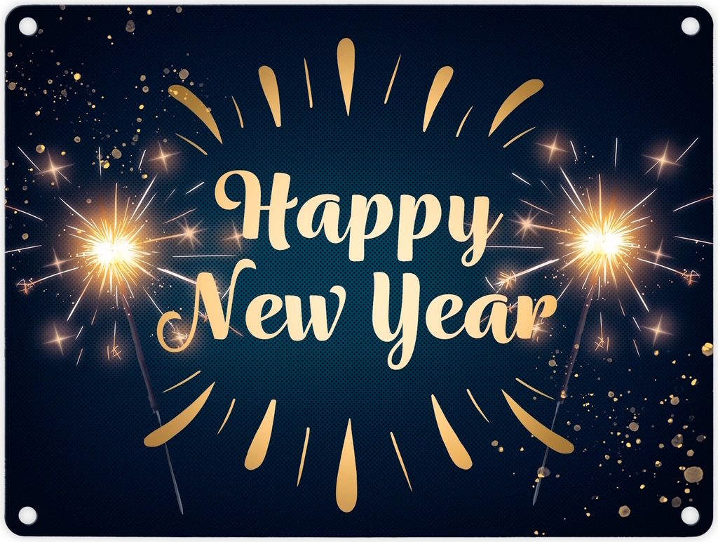 Wunderkerzen Happy New Year Metallschild in 15x20 cm