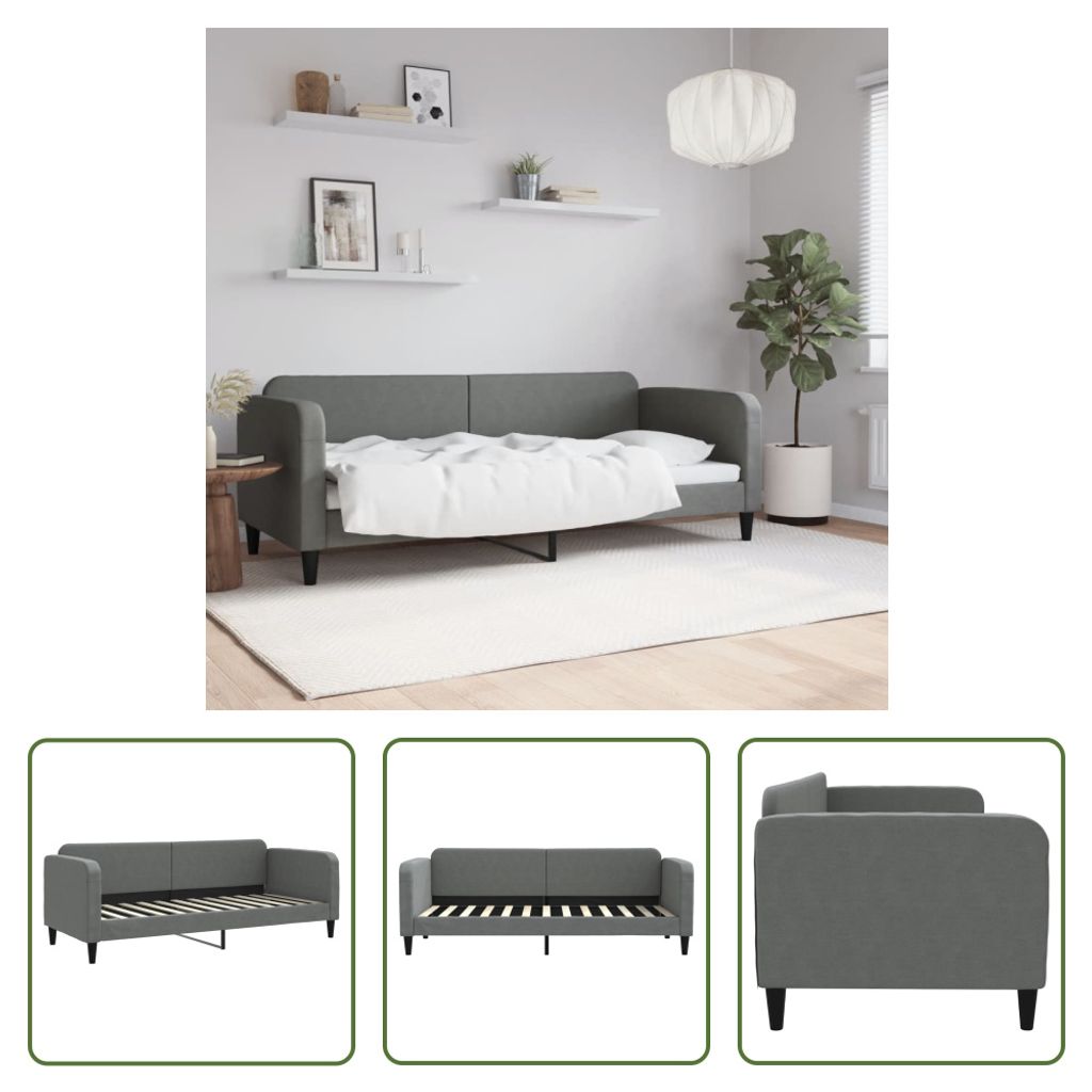 The Living Store Tagesbett Dunkelgrau 80x200 cm Stoff