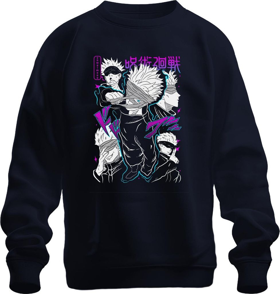 Satoru Gojo Jujutsu Kaisen Anime Manga Augenbinde Geschenk cool Uni Sweatshirt Pullover, Navy, 3XL
