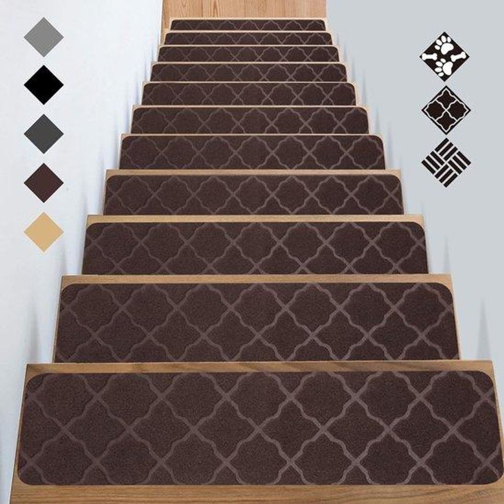 Antislip-Tapijt für Kinder und Haustiere, braun, selbstklebend, rechteckig, 76x20cm, 15er-Pack