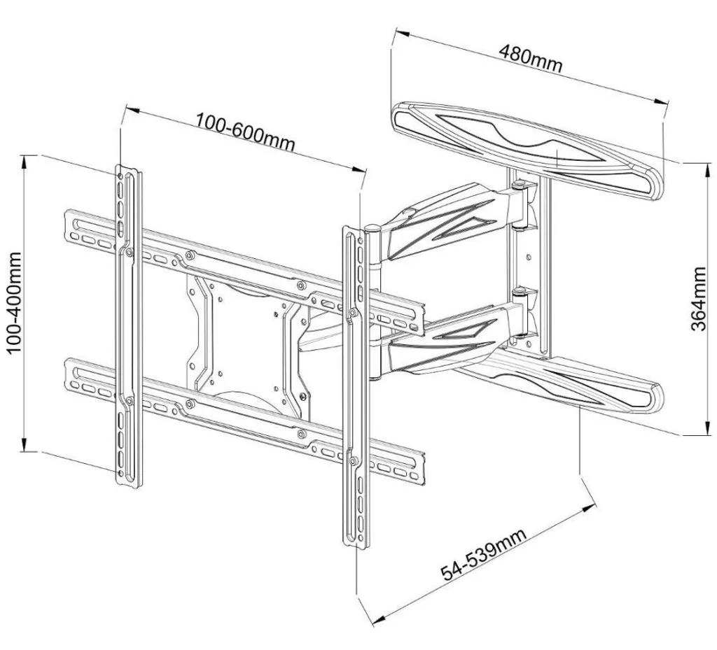 Support Mural TV FullMotion Inclinable et Pivotant 40-65 Pouces Techly - 7