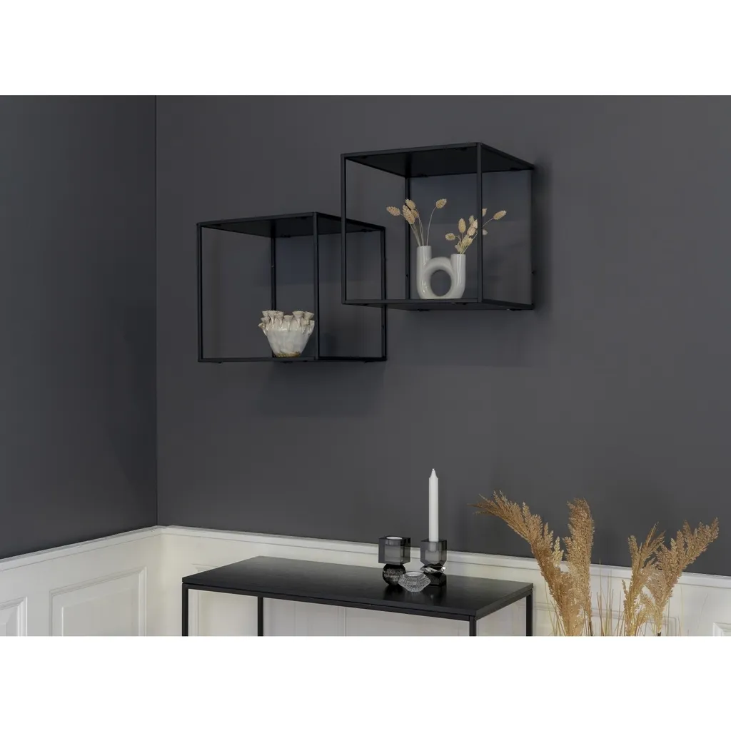 Étagère Murale Noire Mate Vita - Cube en Mélaminé Résistant 36 cm