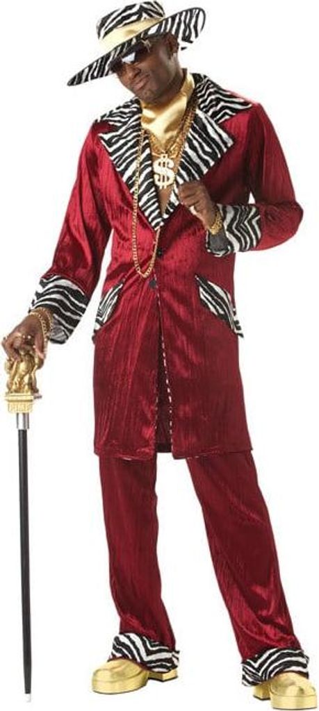 Pimp Daddy Checker Kostüm rot-weiss-schwarz - XL