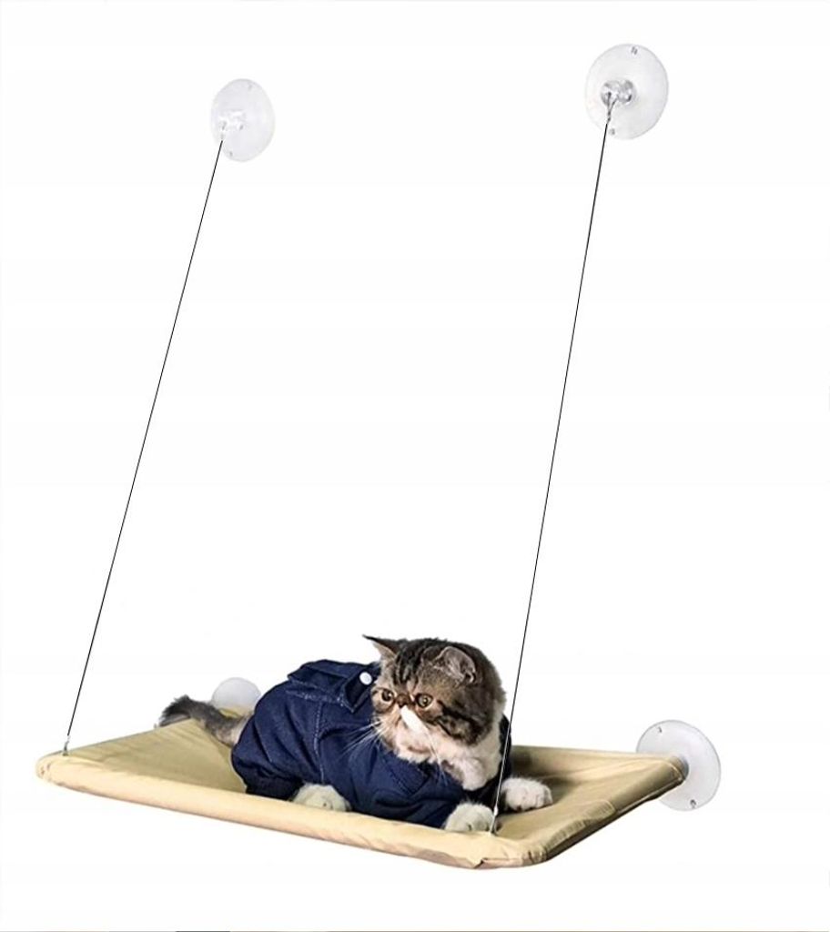 Beige Katzenhängematte für Fenster Saugnäpfe Bett Fensterbank Stark