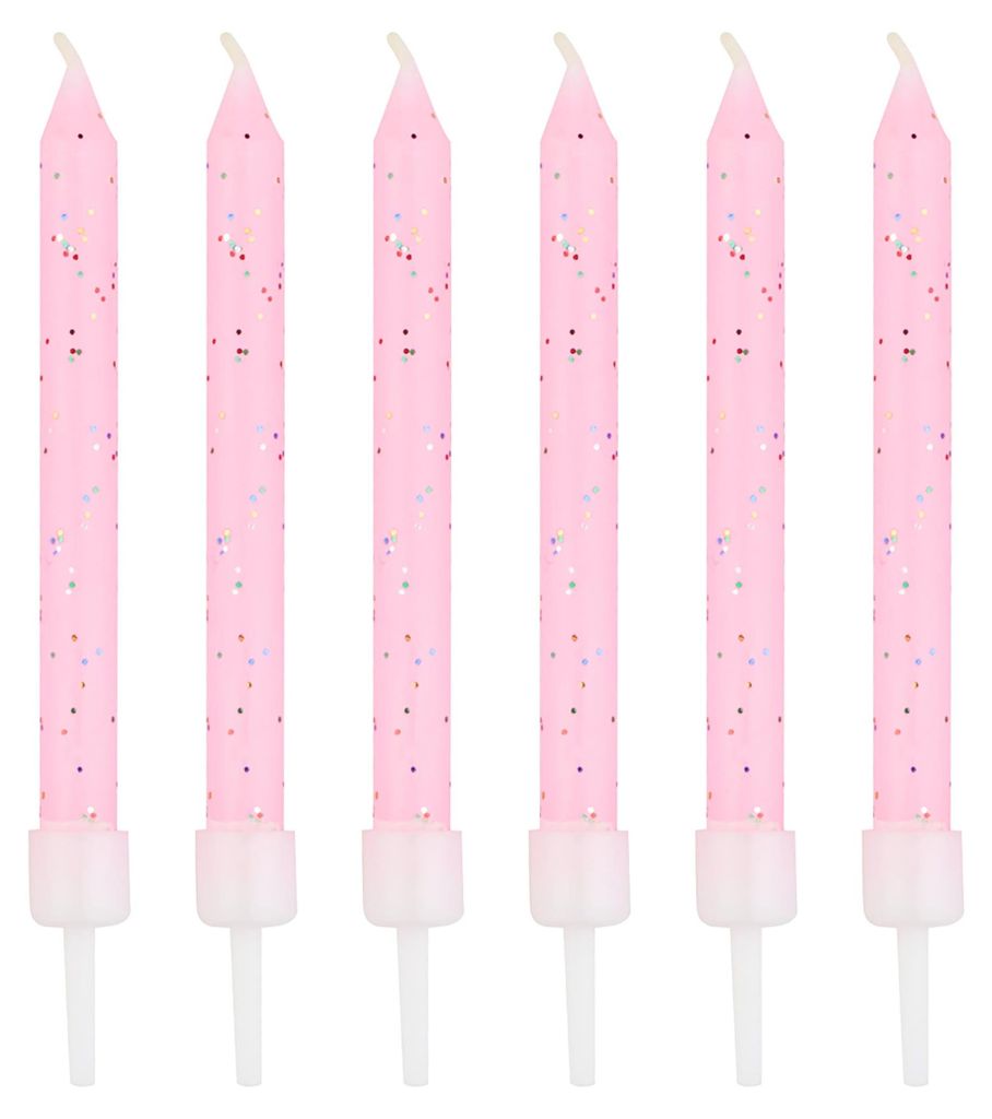 12 rosa Glitzerkerzen 7,5 cm inkl. Halterungen - Einheitsgröße