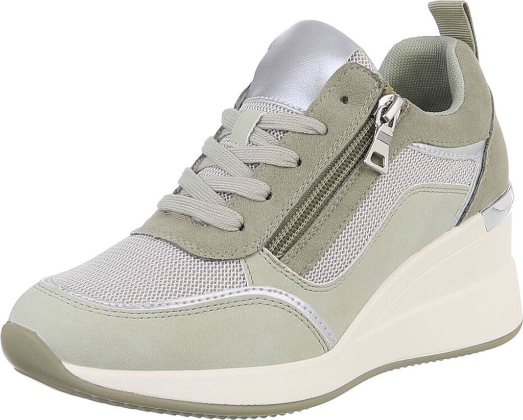 Ital-Design Damen Freizeitschuhe Textiloptik, Lederoptik Sneakers Low 88577381 Hellgrün Gr. 39