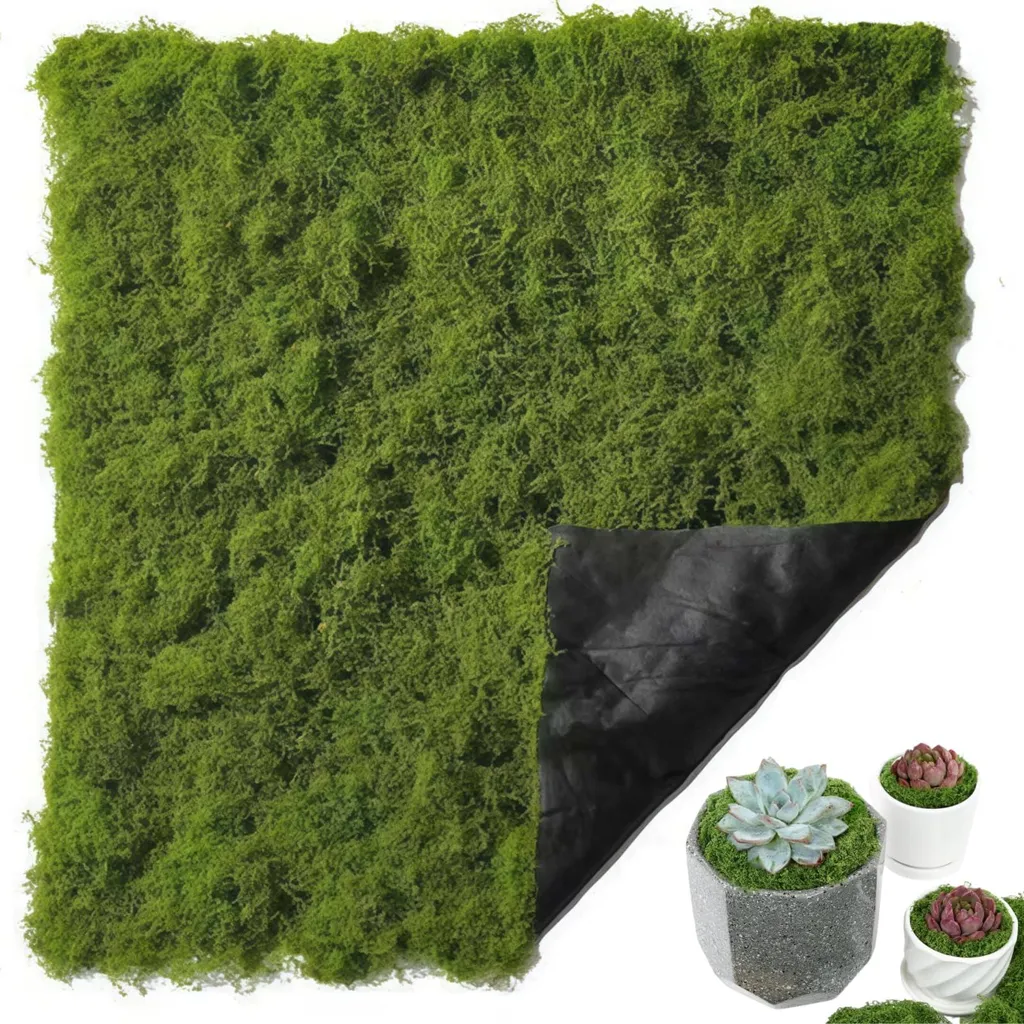 Mousse Artificielle 400g Tapis de Mousse Vert Foncé 100x100 cm Déco