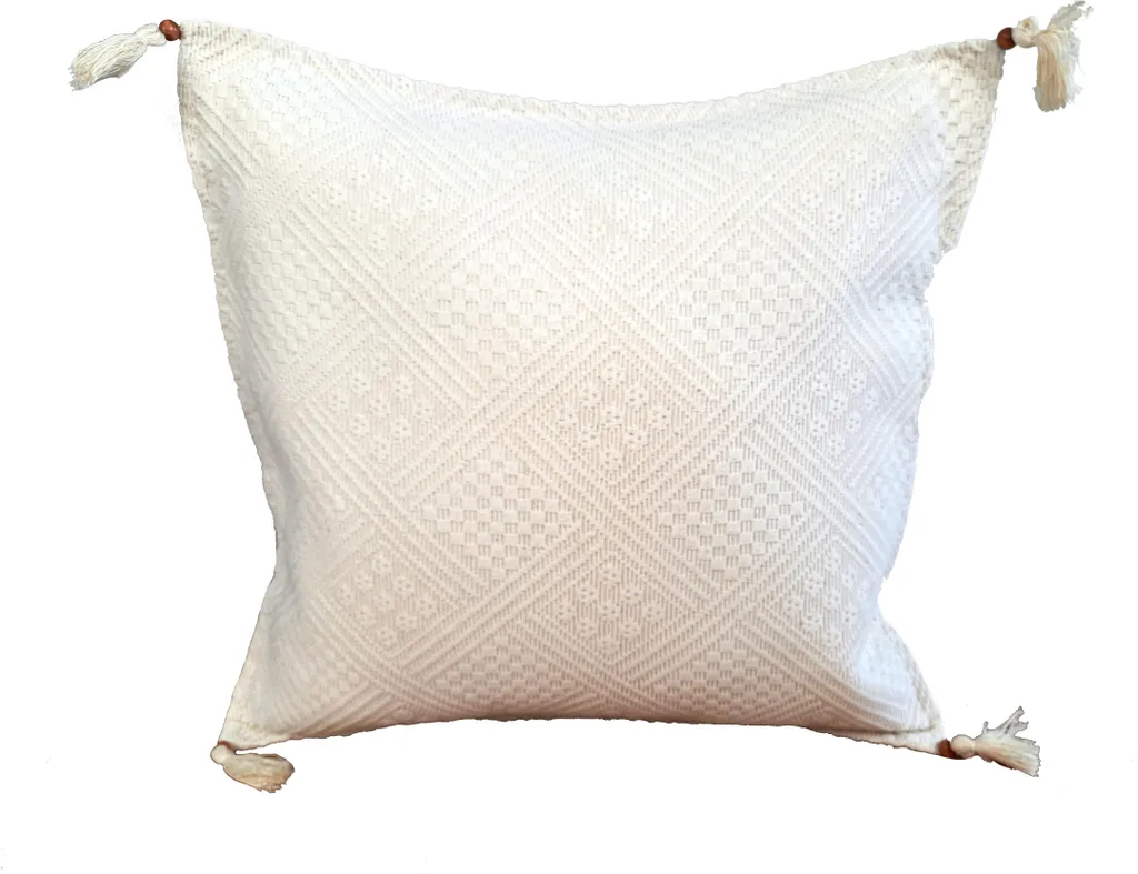 Copricuscino Rustico 40x40 Cotone Naturale e Perline - Arredo Country