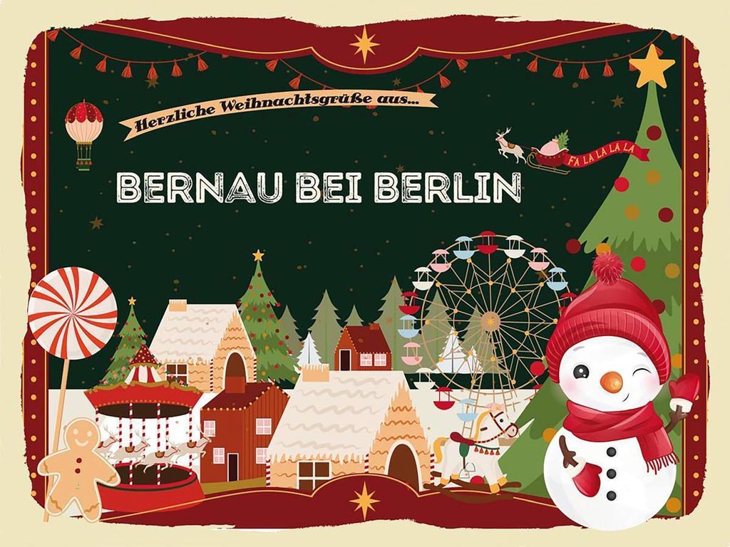 vianmo Holzschild 30x40 cm Weihnachtsgrüße aus Bernau bei Berlin Weihnachten