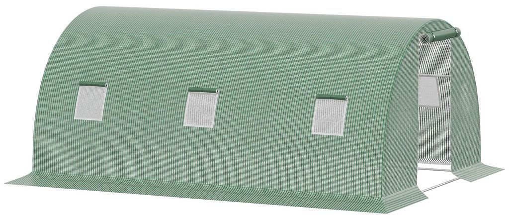 Outsunny folietunnel, loopbaar, 4,5 x 3 meter, kas met raam Productafbeelding 