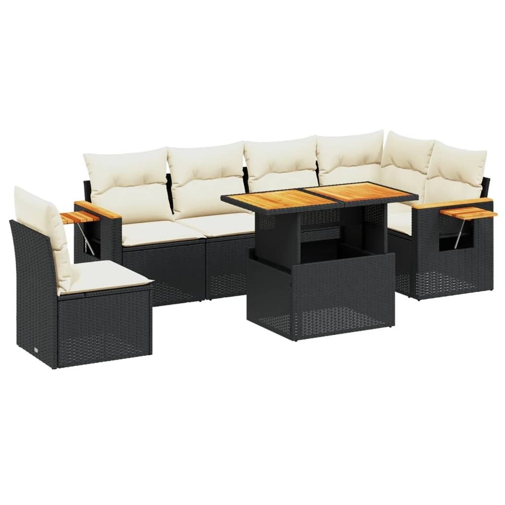 "WINTER SALE" 7-tlg. Garten-Lounge-Set - elegantes Design - Sitzgruppe/Gartengarnitur - mit Kissen Schwarz Poly Rattan - Terassenmöbel NeuMöbel41...