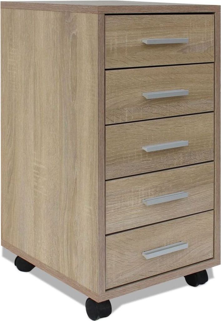 vidaXL Armoire de bureau à tiroirs sur roulettes 5 tiroirs Image du produit 