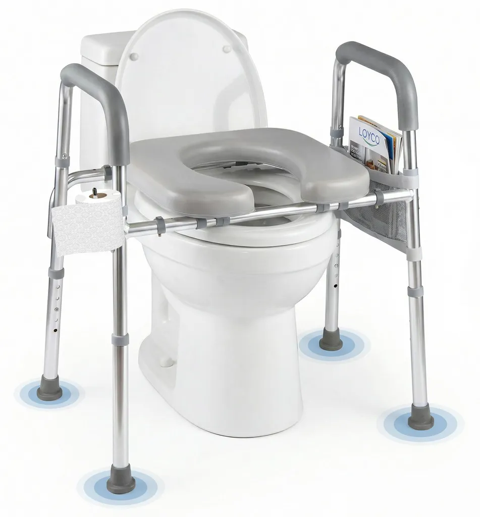 COSTWAY Rehausseur de siège de toilettes réglable en aluminium blanc