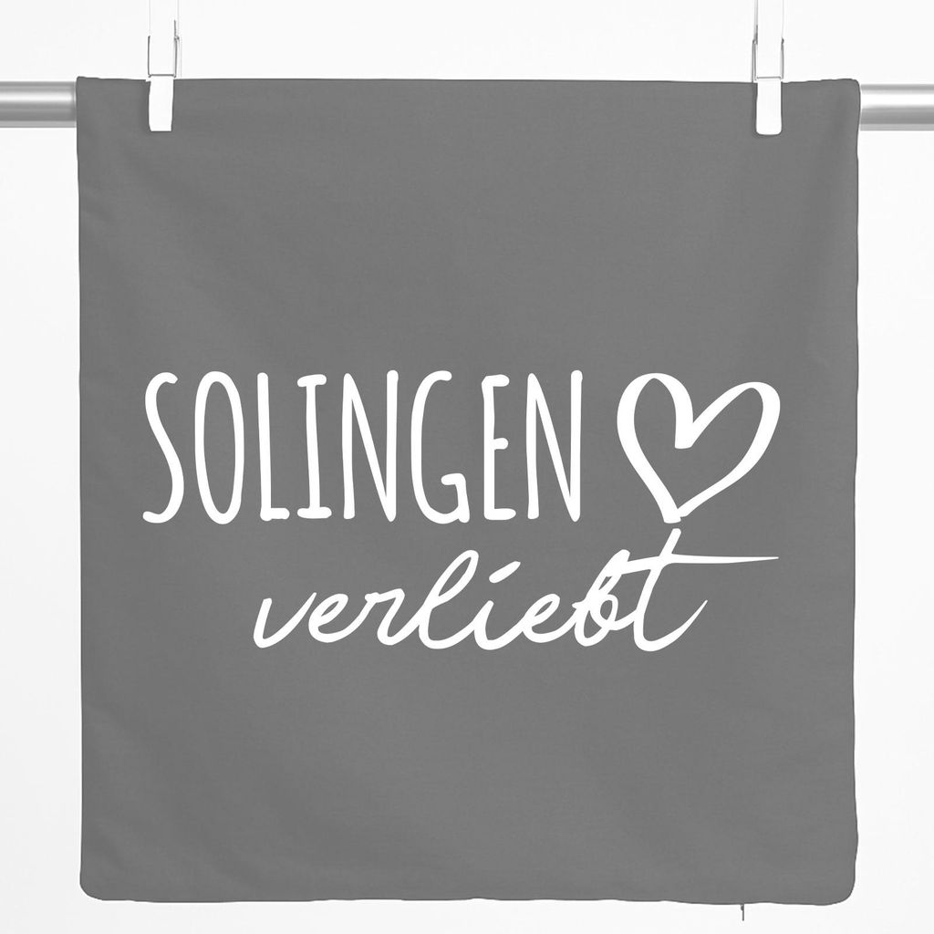 Huuraa Kissenbezug Solingen verliebt 40x40cm Steel Grey Baumwolle Dekokissenbezug Geschenkidee