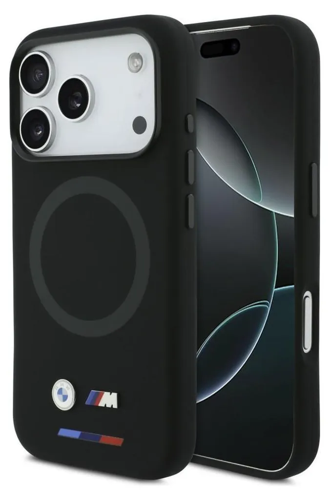 Coque iPhone 17 Pro BMW silicone MagSafe et logo en relief
