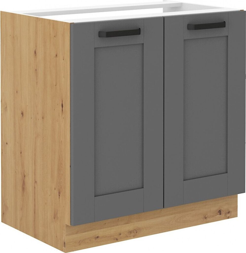 Zweitüriger Unterschrank LAILI – Breite 80 cm, Grau / Eiche Artisan