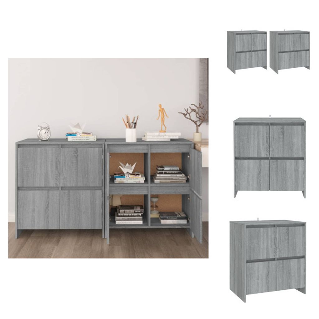 vidaXL Sideboards 2 Stk. Grau Sonoma 70x41x75 cm Holzwerkstoff - Sideboards