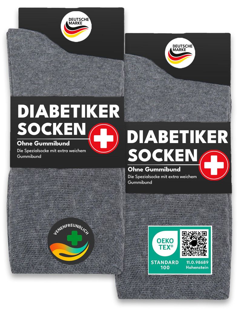 6 Paar Diabetiker Socken ohne Gummi 97% Baumwolle Damen Produktbild 