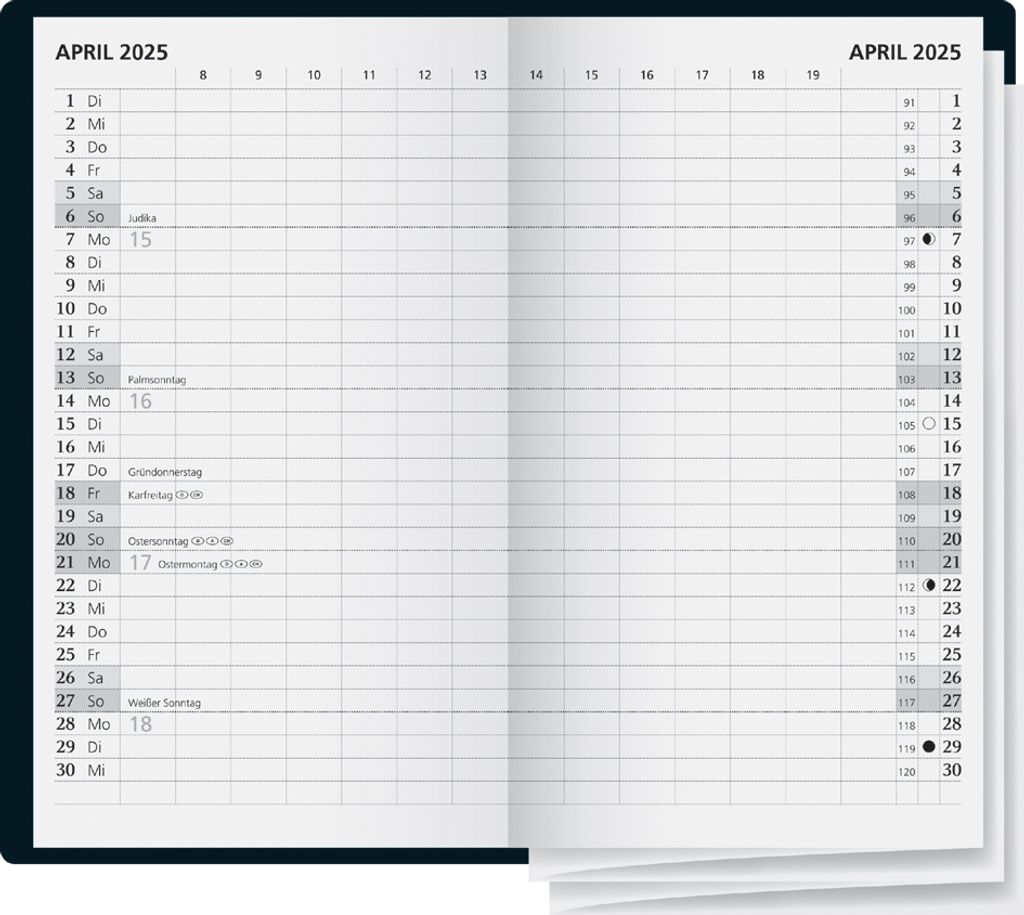 Glocken Taschenkalender "Faltkalender" 2025 schwarz Produktbild 2