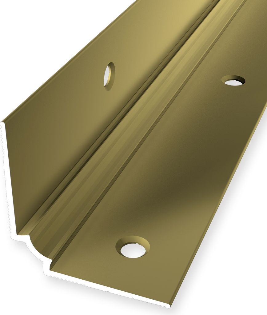 Treppenkantenprofil 29 x 29 x 2500 mm Treppen-Innenwinkel Einfasshöhe 2.5 mm Aluminium Glatt Doppelt Versetzt Versenkt Gebohrt Gold Küberit