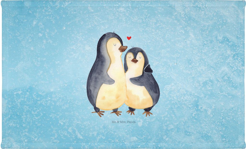Mr. & Mrs. Panda Handtuch Pinguin umarmen - Eisblau - Geschenk, Liebe, Umarmung Verliebt, 50x100, Verknallt, Händehandtuch, Flauschtuch, Hochzeit,...