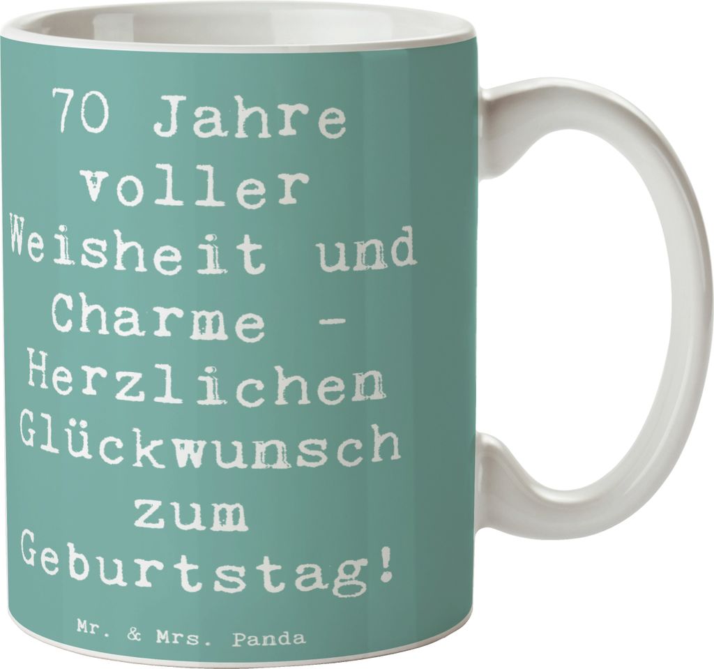 Mr. & Mrs. Panda Tasse Spruch 70. Geburtstag - Meeresbrise Produktbild 