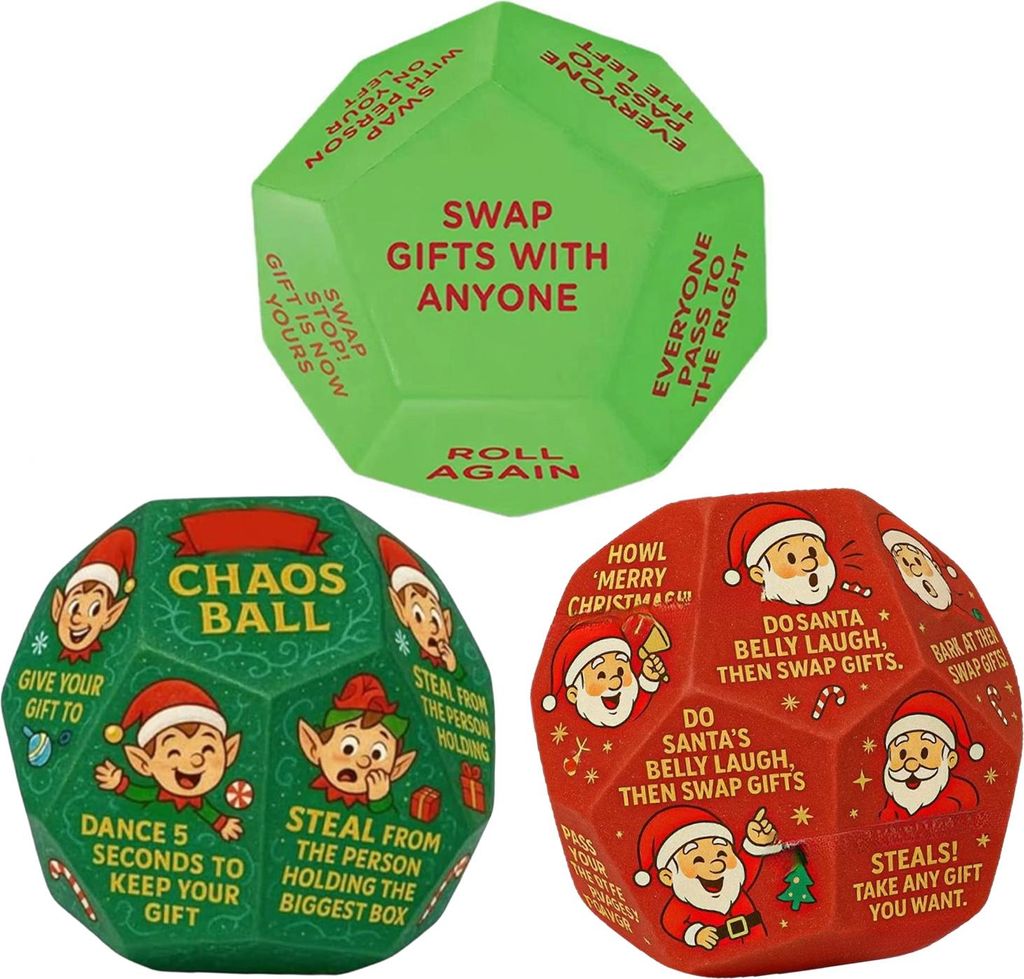 3 Stück urkomische Tauschparty-Spielwürfel, Weihnachtsmann-Tauschwürfel, Geschenk-Tauschwürfel, Weihnachtsstrumpffüller, Geschenk für Bürove...
