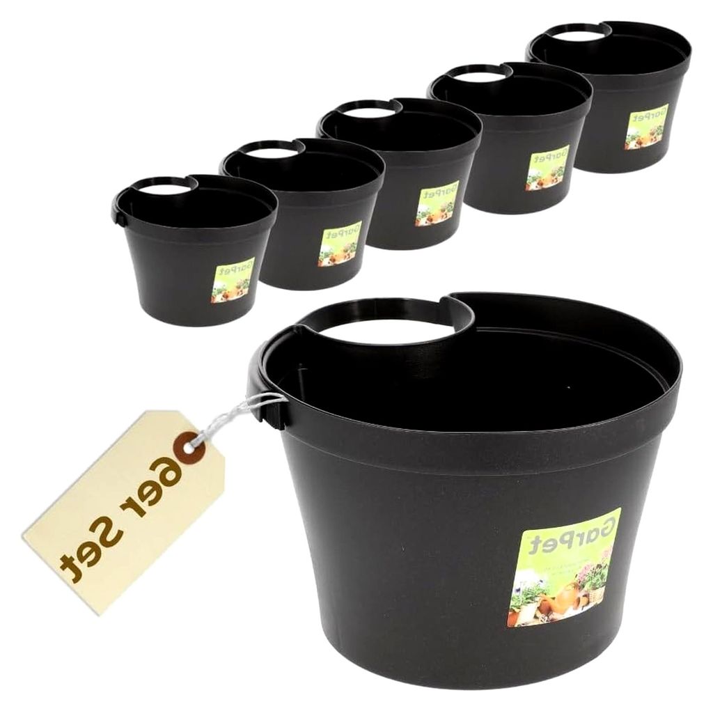 6er Set Fallrohr Blumentopf Fallrohr Blumentopf für Regenrohr Regenrinne Säule Pfosten Abflussrohr Hängetopf Pflanztopf Pflanzgefäß Anthrazit ...