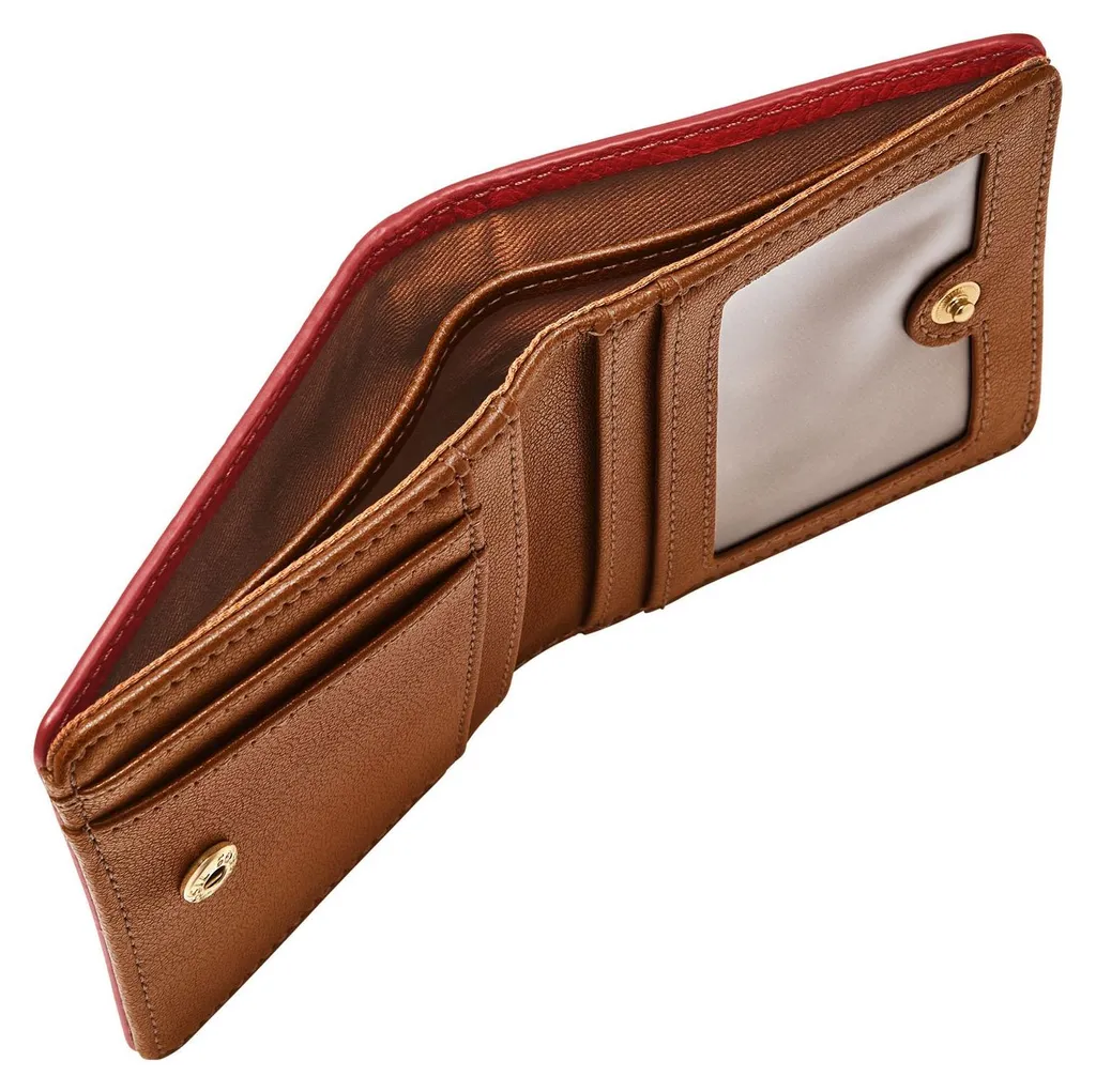 FOSSIL Logan Small Bifold : Porte-monnaie RFID en cuir rouge Garnet - 3