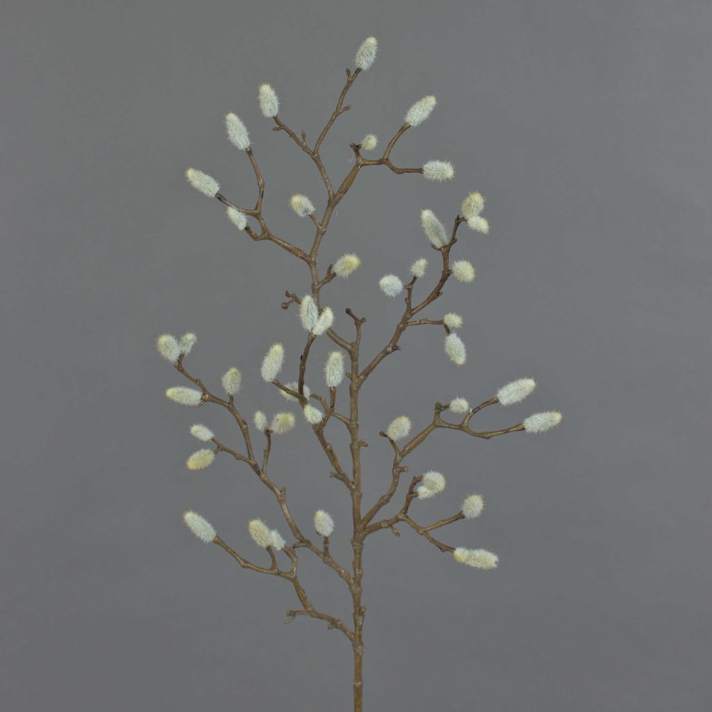 artplants.de Künstlicher Magnolien Zweig Kotori, 40 Kätzchen, weiß - braun, 75cm - Kunstzweig - Kunstblumen