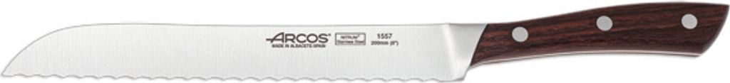 Brotmesser Arcos Natura 155710 in Nitrumstahl, Mango in Palisander und 20 cm in Klinge im Etui