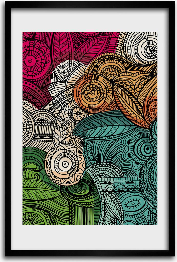 Bild - Bilderrahmen - 40 cm x 60 cm - MDF - Rahmen - Wandkunst - Abstrakte Federn