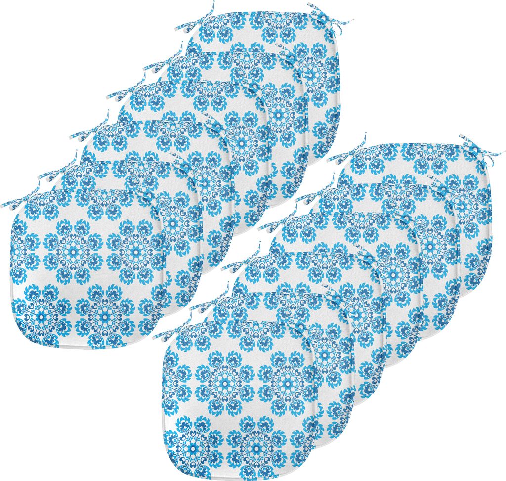 ABAKUHAUS Ethnisch Polster für Esszimmerstühle, Polnische Blumenmuster, Dekoratives wasserfestes Kissen mit Riemen für Küchensitze, 40 cm x 40 ...