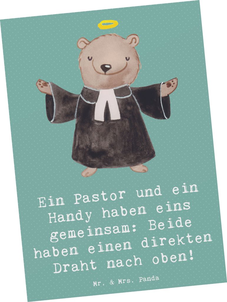 Mr. & Mrs. Panda Postkarte Pastor Verbindung - Meeresbrise - Geschenk, Geistlicher Leiter, Postkarten, Berufspassion, bildkarte, kirchlicher Humor,...