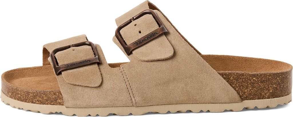 Tamaris Damen Pantolette Zweiriemer aus Leder mit Tieffußbett 1-27543-42, Größe:41 EU, Farbe:Beige