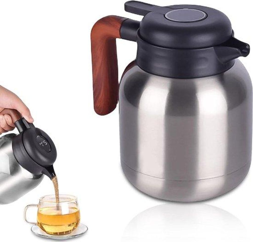 Thermoskan 1000 ml mit Temperaturanzeige - doppelwandiges 316 Edelstahl-Teekanne mit Teezufügung - gut dichter Thermoskan für Tee.